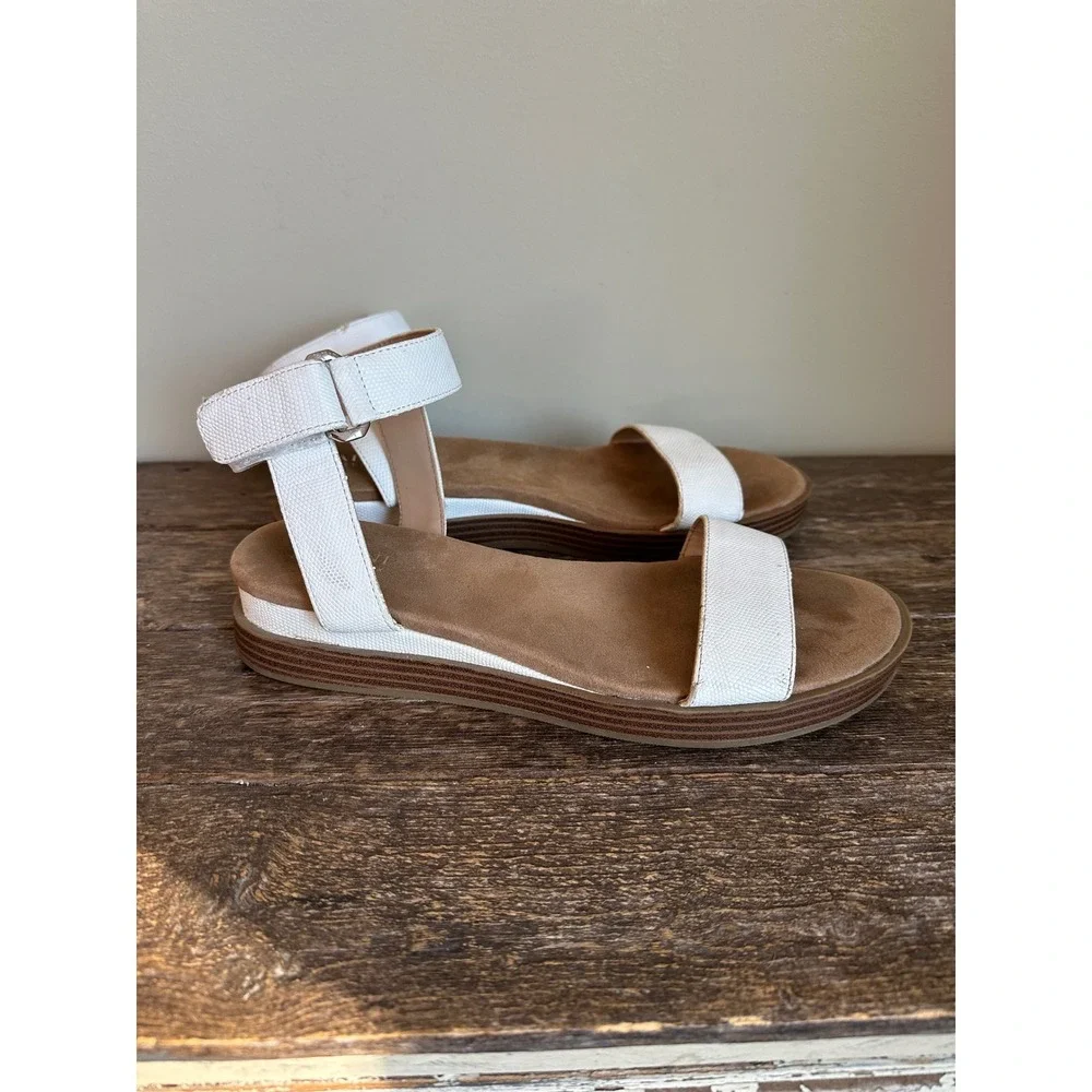 Alfani Step Flex White‎ Canvas Ankle Strap Platform Sandals Size 9M